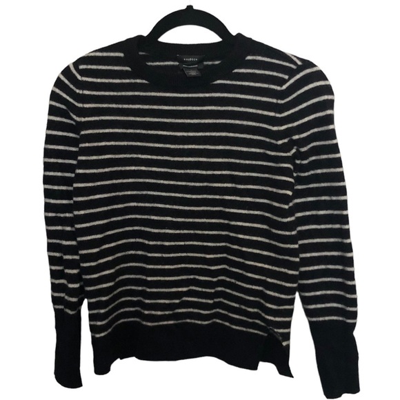 Halogen Josephine Cashmere Striped Crew Neck Long sleeve Sweater - Picture 2 of 7
